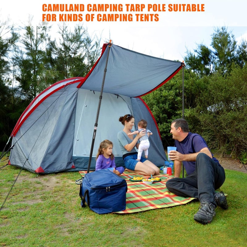 CAMOLAND Tent Poles for Tarp, Telescoping Camping Gear Accessories Stakes for Hammock Rain Fly Sun Shade Adjustable Lightweight Aluminum Set of 34.5" - 110.2" Hiking, Awning/Outdoor with Carry Bag - Image 3